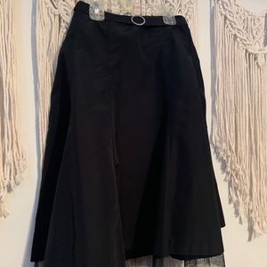 A-line black skirt w/ chaffon liner & crystal belt